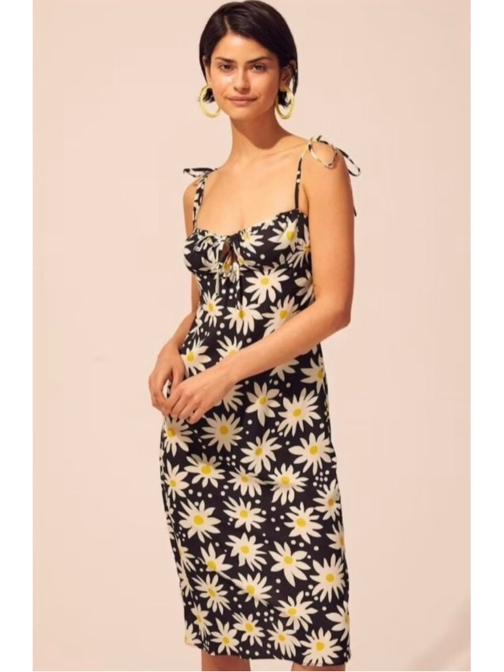 NWT SOLID & STRIPED | Black Daisy Floral Print Lolita Midi Sundress Small Dress